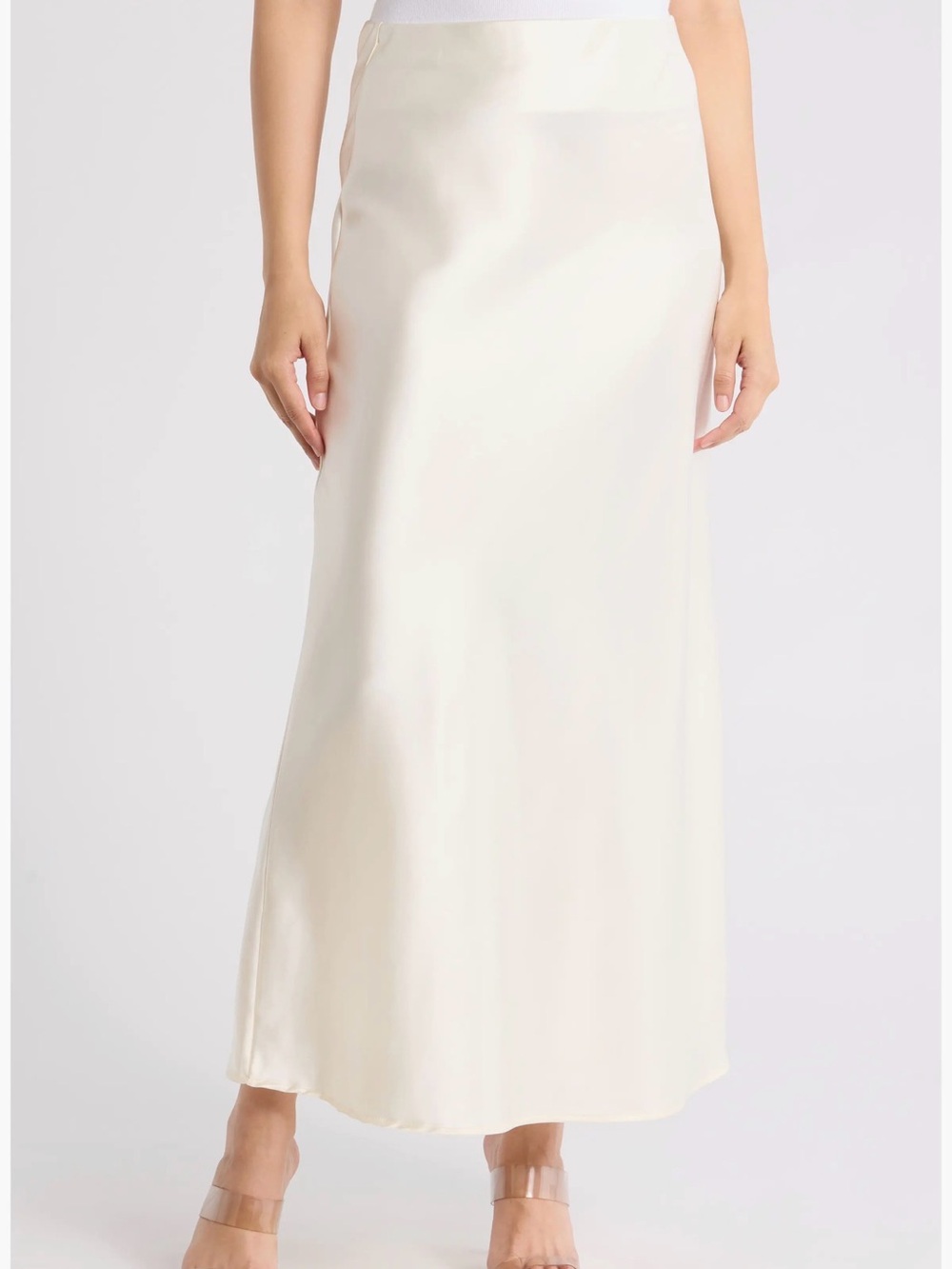 Renee C. Satin Maxi Slip Skirt in Cream
